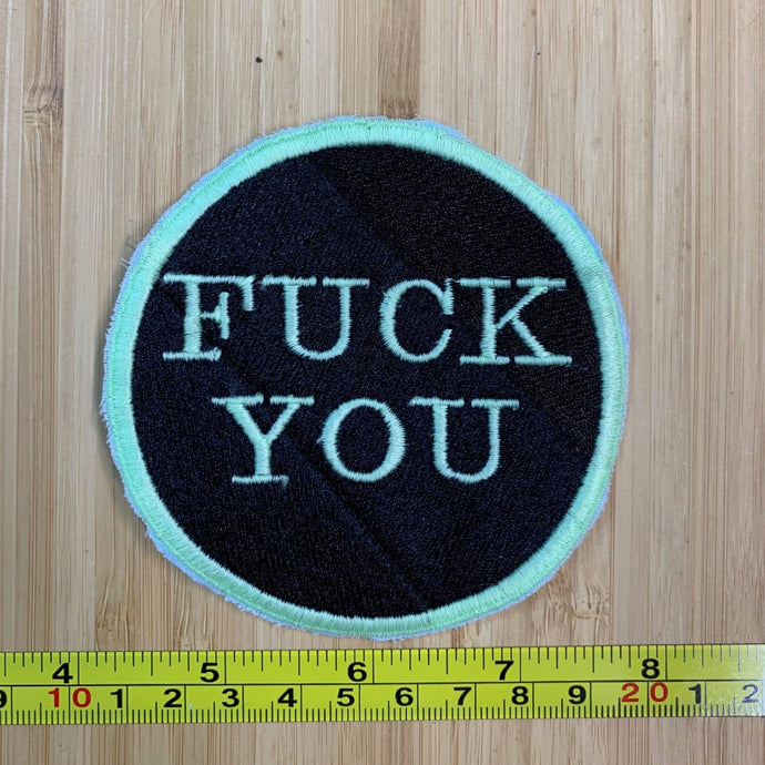 Black/Light Green  Fuck You Vintage Patch