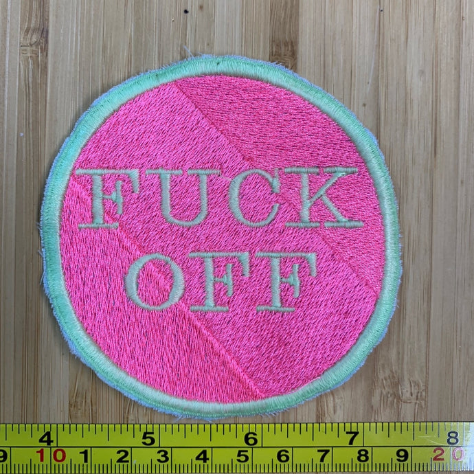 Pink/Light Green  Fuck Off Vintage Patch