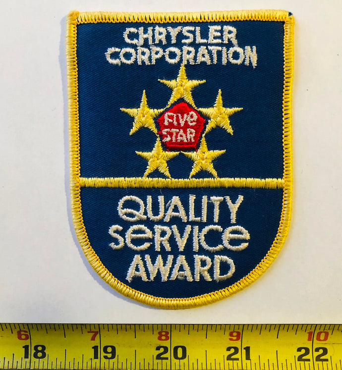 Chrysler Corporation Quality Service Award Vintage Patch