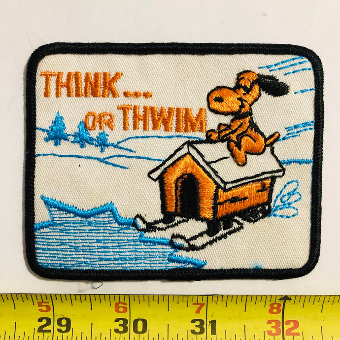 Think or Thwim Snowmobile Skiing Vintage Patch