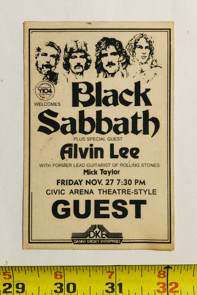 Black Sabbath Alvin lee 10 Years After backstage Vintage Patch